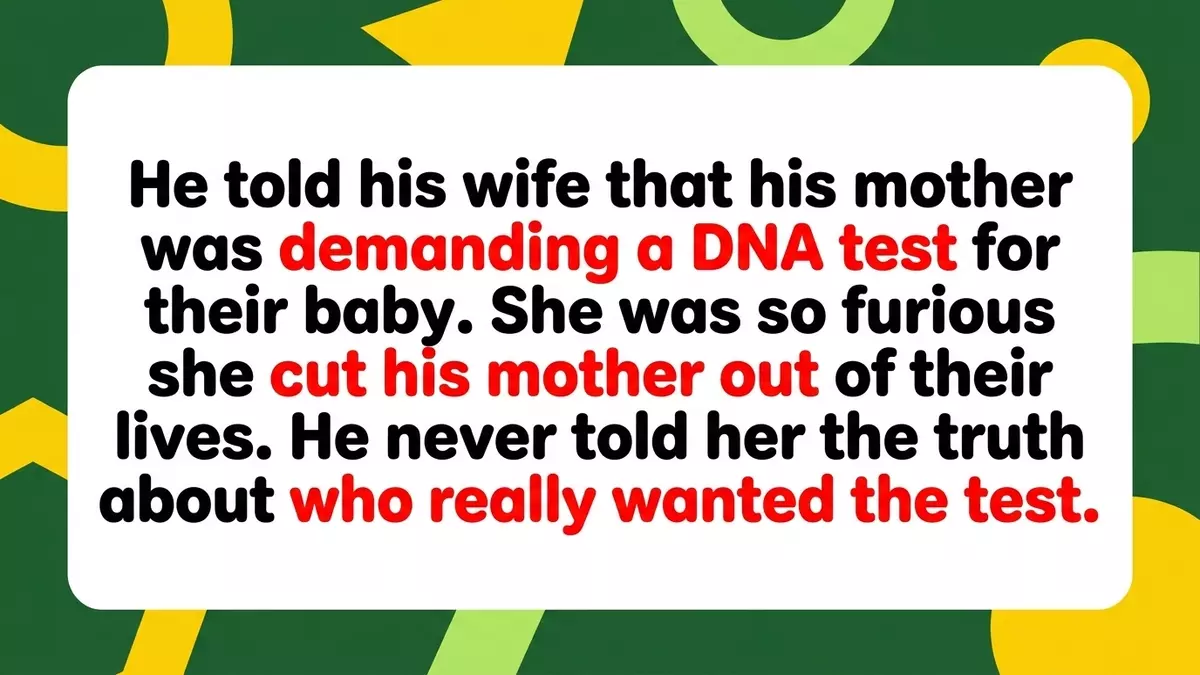 Husband Stages Elaborate DNA Test Lie, Blaming His Mother to Hide Infidelity Suspicions
